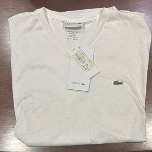 Lacoste Men's Classic White V-Neck Tee